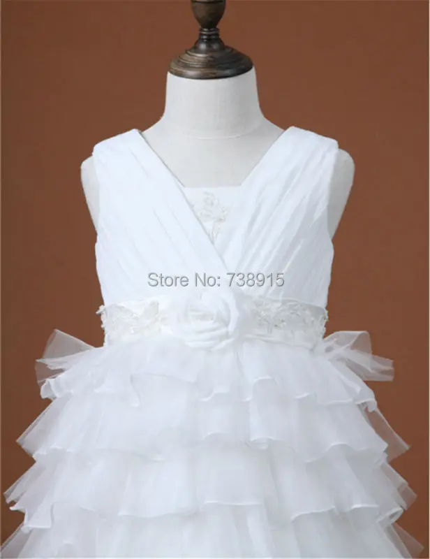 Regular 2017 New Arrival White Tulle Sleeveless Flowers Flower Girl Children Dresses Prom Dress ZZ BRIDAL | Свадьбы и торжества