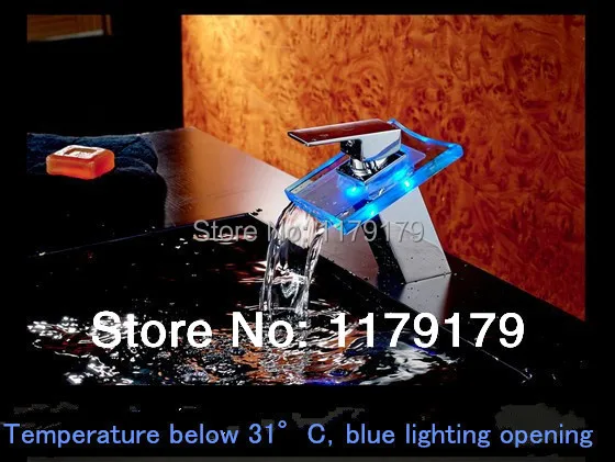 

Светодиодный меситель для раковины, 3 цвета, водопад, холодный и горячий смеситель, медный хромированный смеситель