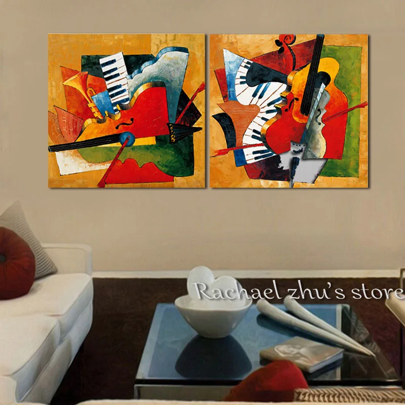 

Hand Painted Modern Abstract POP Oil Painting On Canvas Cartoon Two pieces Art Abstract Wall Picturer For Living Room Home Decor