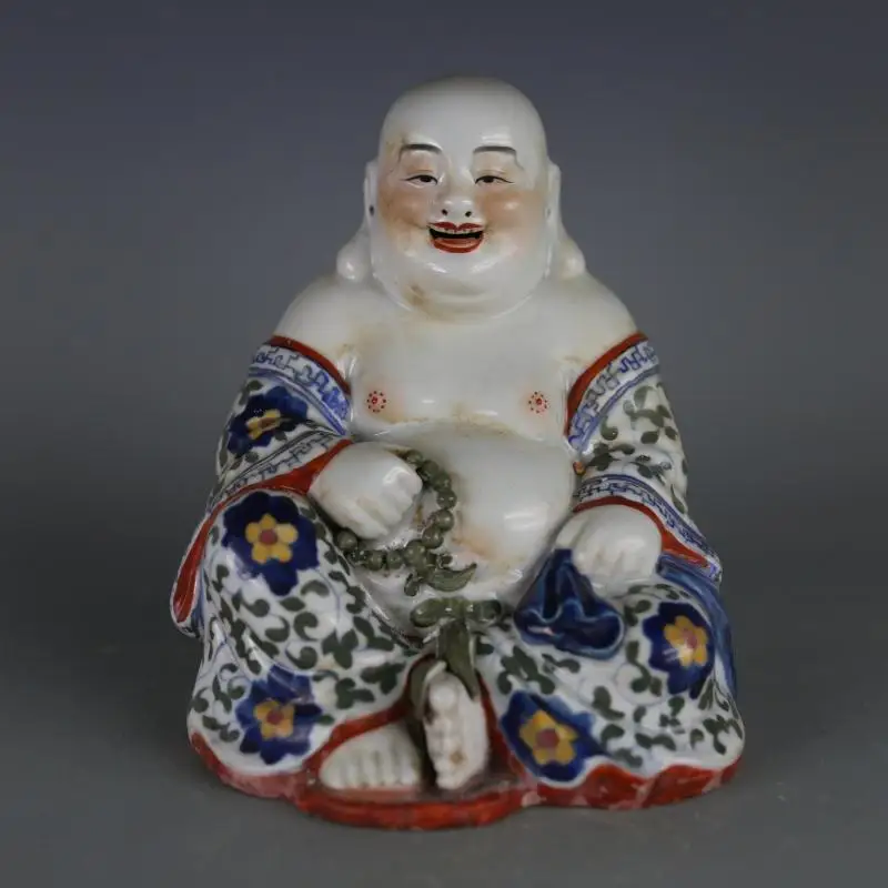 

Antique Chinease QingDynasty porcelain statue,Pastel Rohan Buddha sculpture,Handicrafts,best collection&adornment, Free shipping