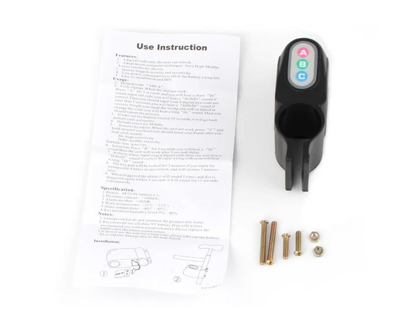 Free shipping!Bicycle Motorbike Moped Digital Lock Sound Loud Electronic A Burglar Alarm Retail Packaging Black |