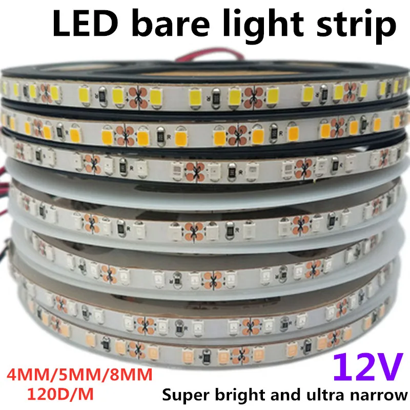 Световая панель супер яркая 12V2835led лампа с 4 мм/5 мм/8 мм узкая версия голая доска не