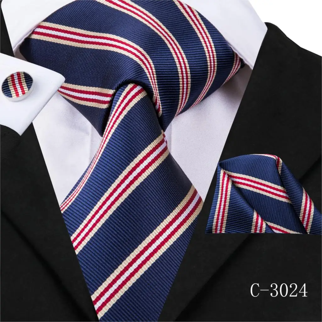 C-3024 C-3014 Hi-Tie мужской галстук шелковый галстук Клетчатые Коричневые галстуки для мужчин высококачественный носовой платок запонки набор мужской свадебный кармашек квадратный галстук - Цвет: C-3024