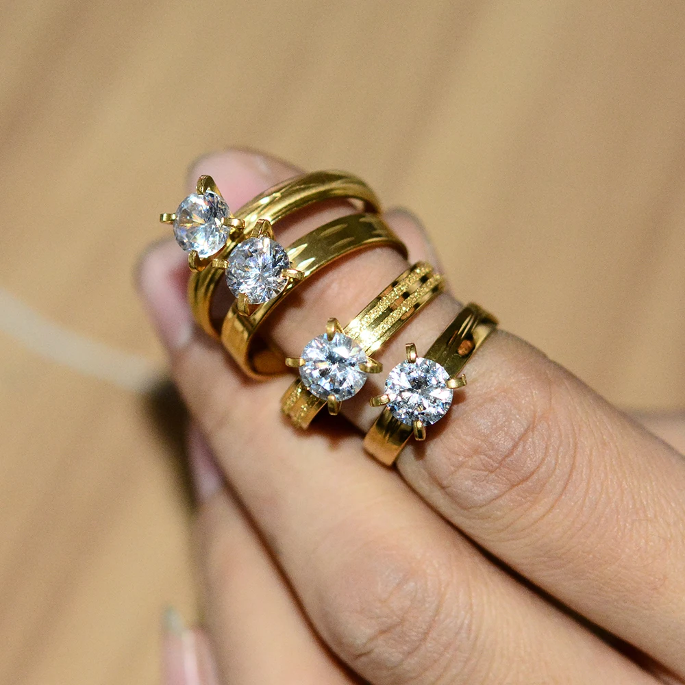 Кольцо из нержавеющей стали WANDO Дубай Эфиопия moda 24 K llano 3 мм 2 anillo cristal africano boda de dedo
