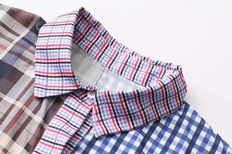 OMCHION Blusa Feminina женская рубашка в клетку с отложным воротником и пуговицами