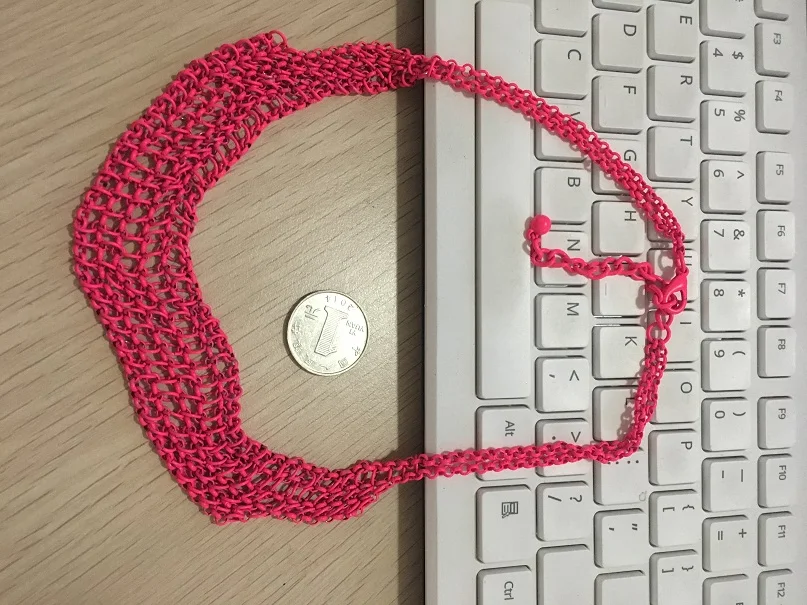 Ожерелье 3 цвета неоново-зеленая розовая оранжевая цепочка | Украшения и