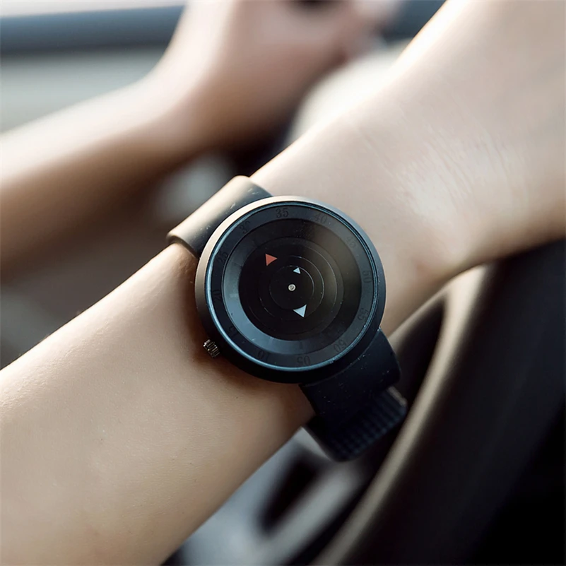 Креативные Часы черные мужские часы силиконовый ремешок кварцевые наручные