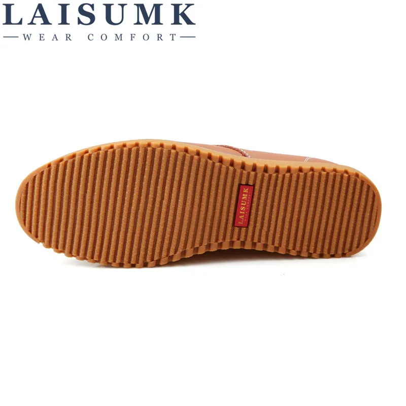 Мужские дизайнерские туфли из коровьей кожи LAISUMK коричневые на шнуровке дышащая
