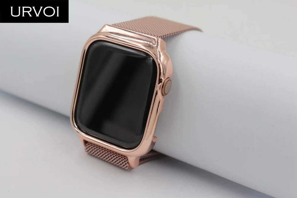 URVOI Миланская петля для Apple Watch, ремешок серии 4+ чехол из поликарбоната, ремешок с крышкой для iwatch, магнитная пряжка, 40, 44 мм