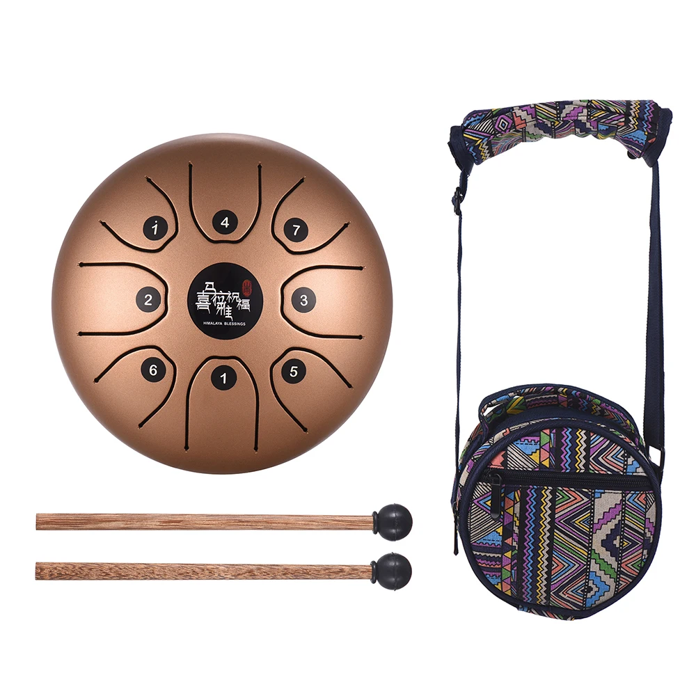 

5.5 Inch Mini 8-Tone Steel Tongue Drum C Key Percussion Instrument Hand Pan Drum with Drum Mallets Carry Bag