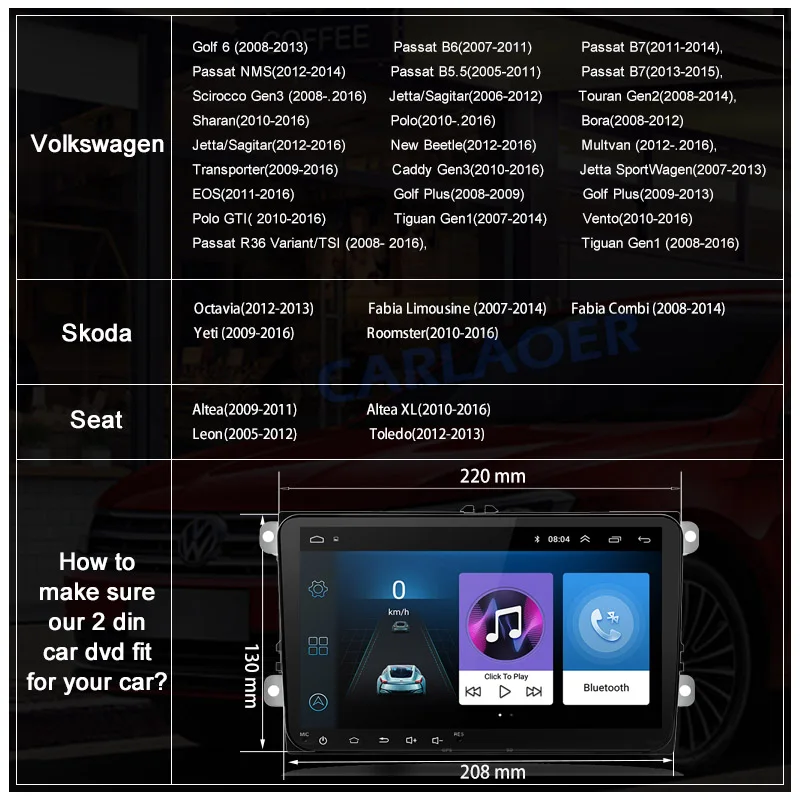 " Android Автомобильный GPS навигатор 2 DIN для VW Volkswagen GOLF 5, 6 Polo Passat b5, Jetta Tiguan Touran Skoda, canbus, руль