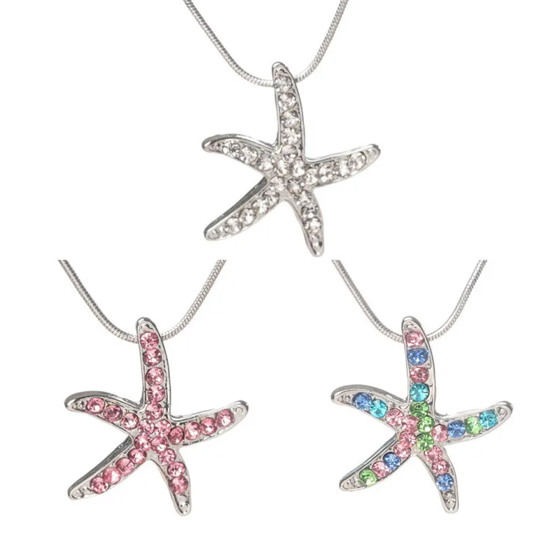 Модные женские туфли Rhinestone Starfish подвеска ожерелья праздник Ocean Стиль Чокеры