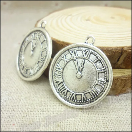 40 шт амулеты стимпанк часы лицо кулон тибетский серебряный цинковый сплав