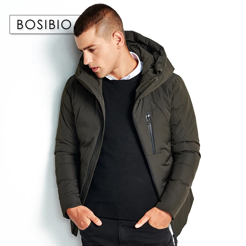 Мужская куртка BOSIBIO серая теплая парка с подкладкой на молнии 89825|parka men|warm coats