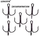 10 шт., черный заточенный для рыбалки, тройные Крючки