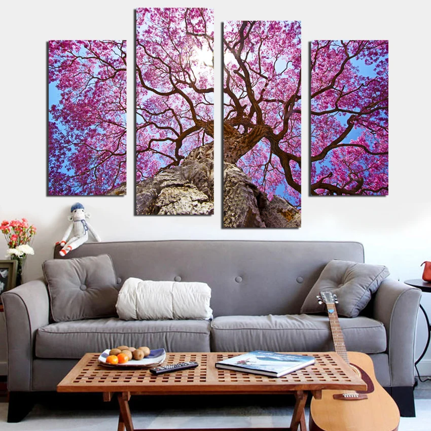 

High quality hd printing home decoration without frame module, wall purple forest landscape painting TZ091