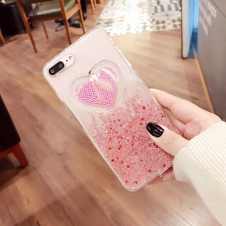 3D Блестящий чехол с облачным сердцем для iPhone X XS max xr прозрачный мягкий
