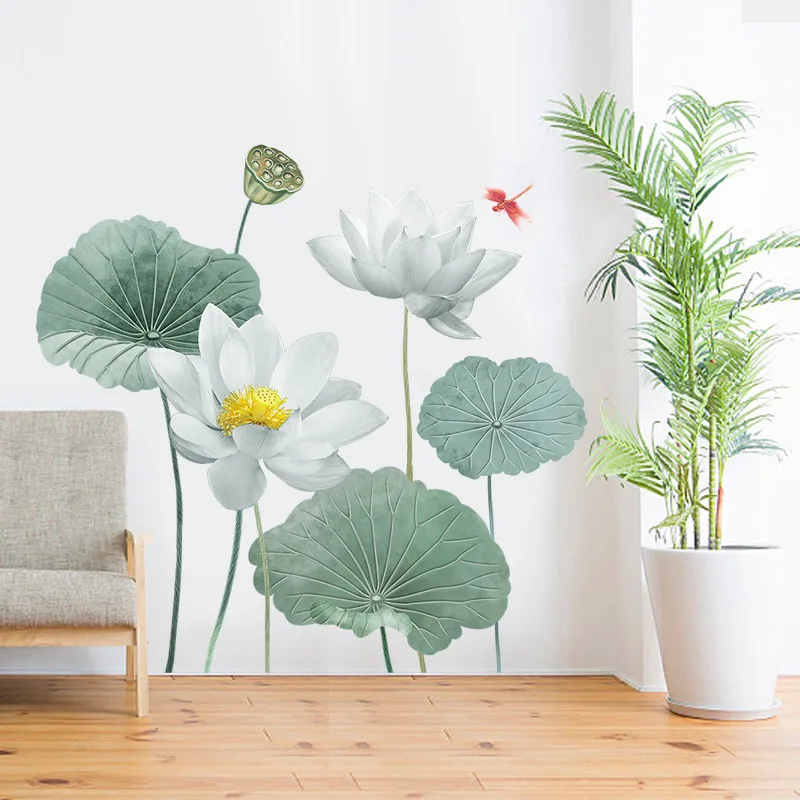 Самоклеющиеся настенные наклейки Lotus для гостиной дивана телевизора Декорации