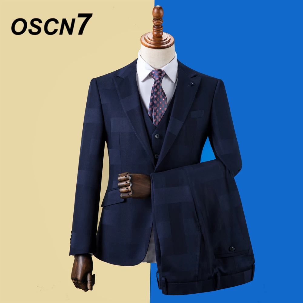 OSCN7 2019 мужские костюмы в полоску на заказ приталенный мужской костюм для