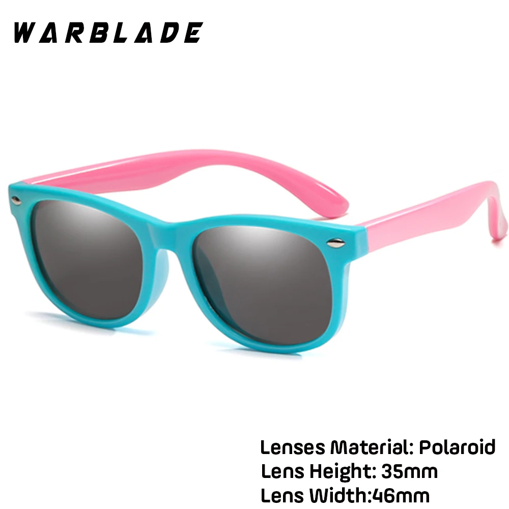 WarBlade Модные Детские поляризованные солнцезащитные очки для мальчиков и девочек, детские солнцезащитные очки TR90, силиконовые защитные очки, детские очки UV400 Oculo - Цвет линз: light blue pink