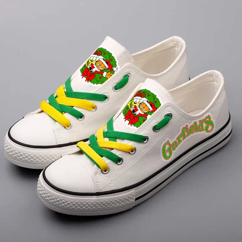 Лидер продаж Студенческая парусиновая обувь граффити желтый кот принт Девочки