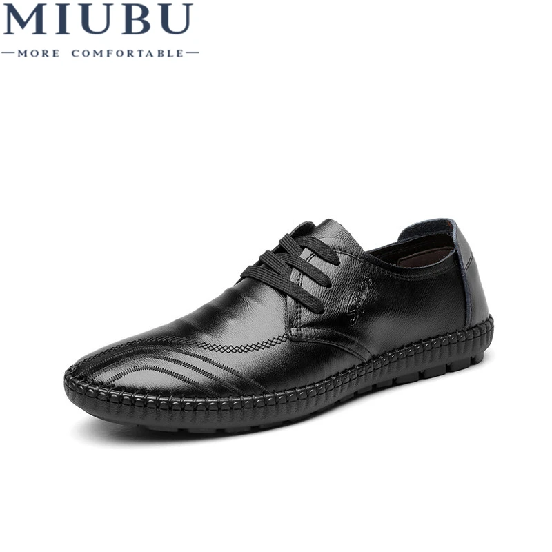 

MIUBU Shoes Men Leather 2020 New Arrivals Men Casual Shoes Leather Autumn Winter Breathable Non-slip Flat Shoes Men