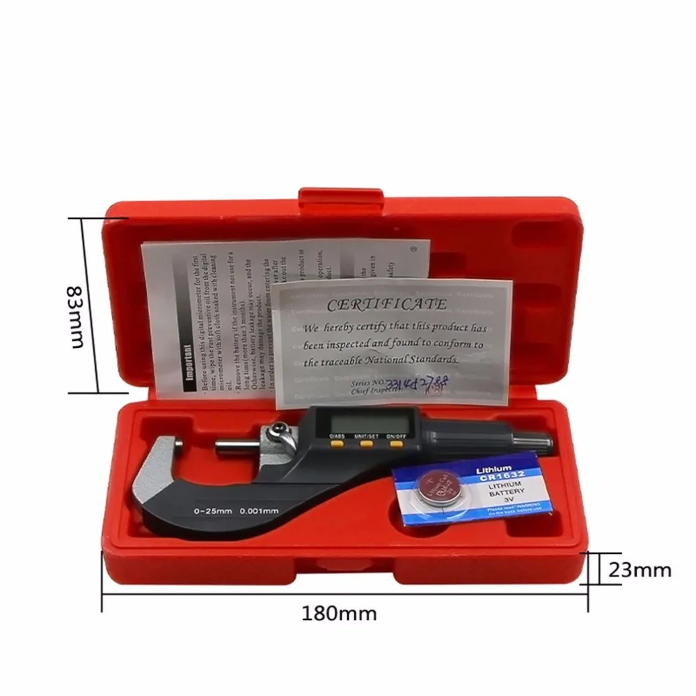 0-25 мм Диапазон электронный Внешний МИКРОМЕТР ЖК-дисплей цифровой датчик высокой