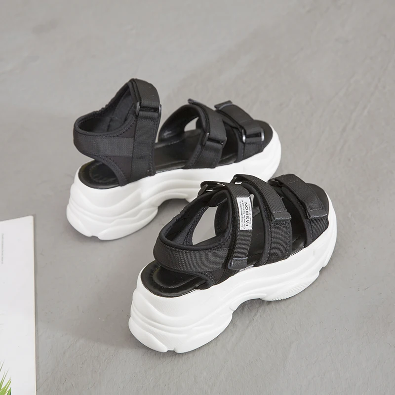Fashion Women Sandals Platform Wedges Girls Shoes Thick Heel Lace Up Outdoor Breathable Female Beach Sport Sandals Size 35-39