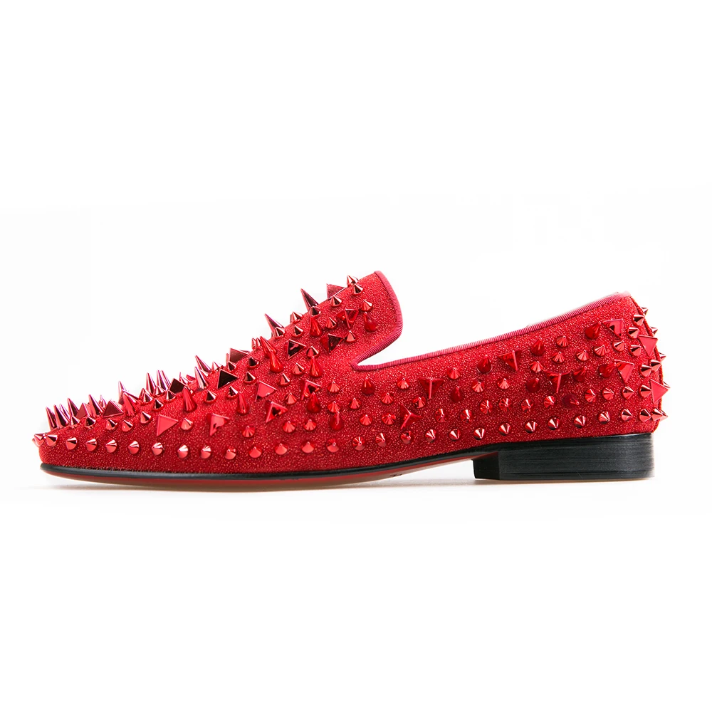 Мужские лоферы с заклепками Jeder Schuh красные повседневные туфли из тисненой кожи