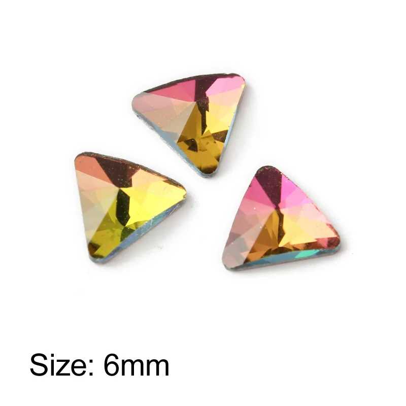 Triangle 6mm Горячая Распродажа, 3D Стразы для дизайна ногтей, радужные необычные стеклянные хрустальные камни для рукоделия, художественное оформление ногтей - Цвет: Triangle 6mm