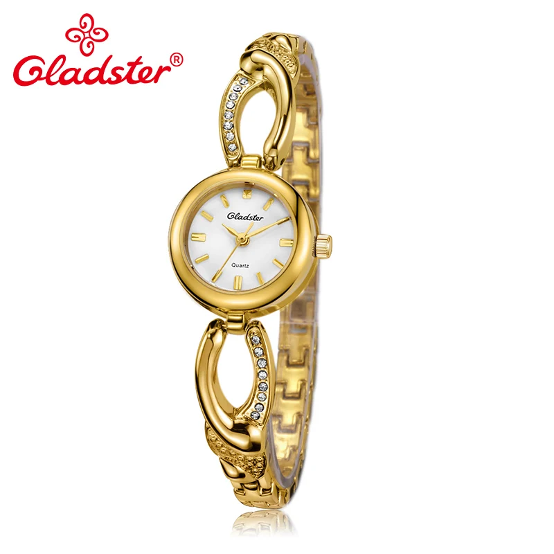 Часы Gladster женские с японским механизмом модные золотистые наручные