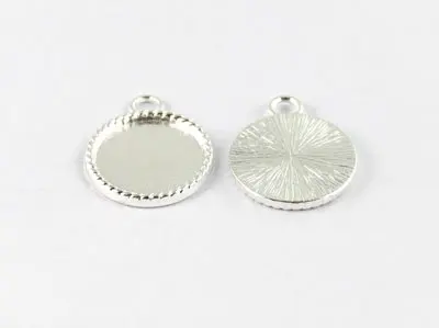 

150PCS 0.75" Silver Color plated Cabochon Settings Pendant Trays picture frame Round Charms A15018SP