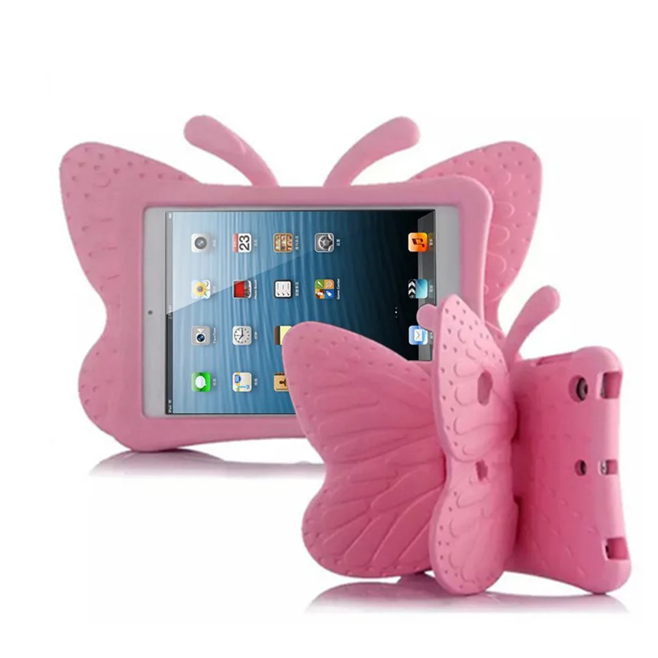 Детские 3D милые бабочки противоударный чехол с подставкой для нового iPad air 1 2 iPad 5 6 9,7 дюйма принципиально EVA чехол с ручками 3 в 1