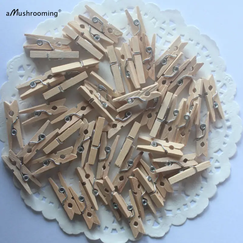 50 Мини Деревянные Пружинные прищепки клипсы украшение миниатюрное Ремесло Зажим