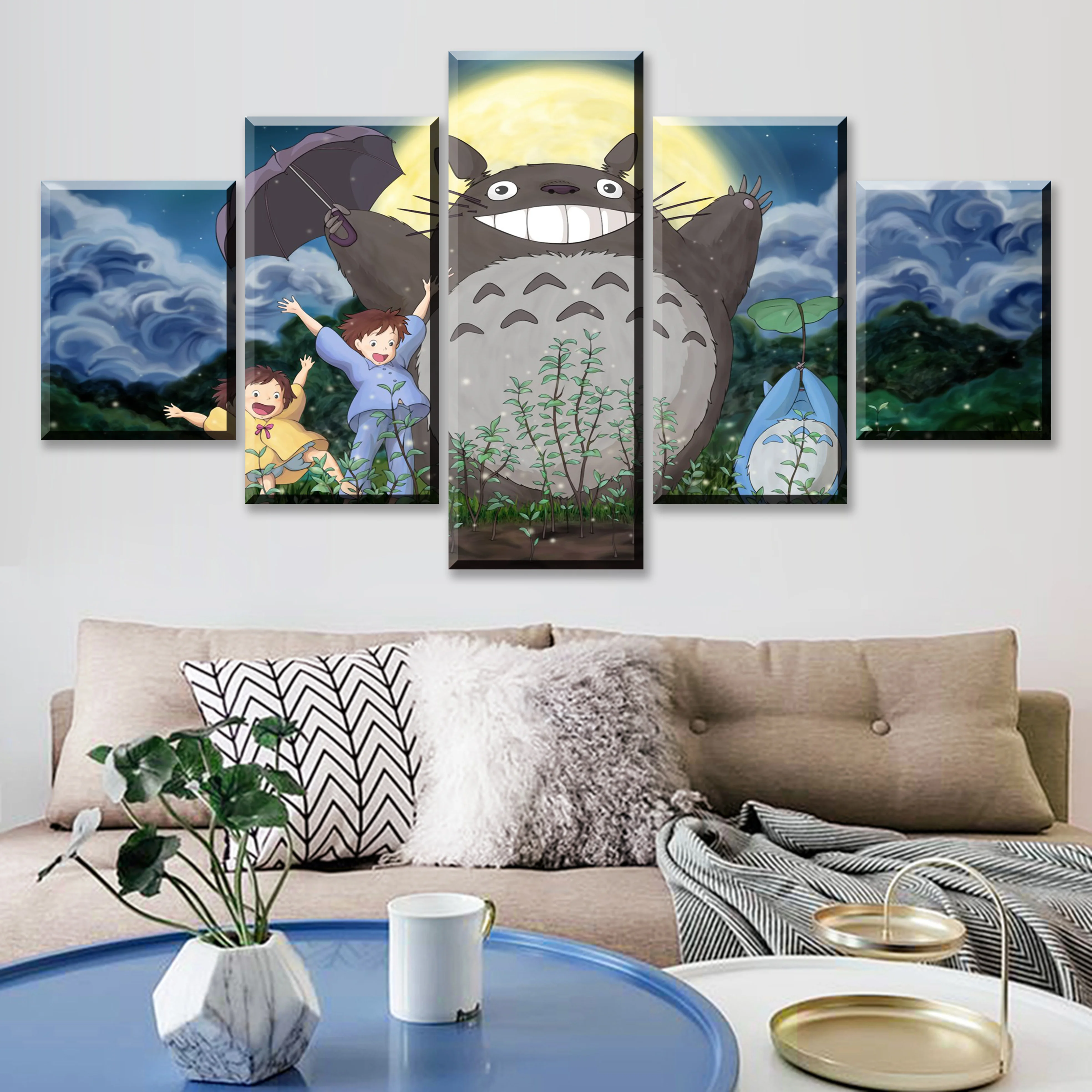 

HD Print Movie 5 Piece My Neighbor Totoro Canvas Poster Paintings Modern Pictures Wall Art For Home Decor Framework Decoration