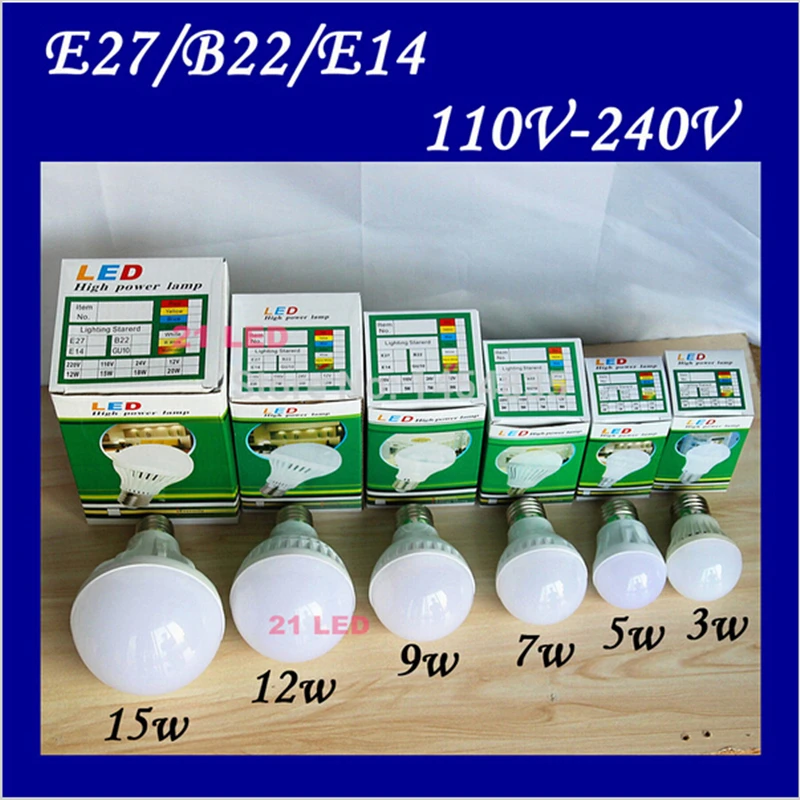 Светодиодная лампа высокой мощности E27 B22 2835 SMD 3 Вт 5 7 9 12 15 110 В 220 10 шт.|b22 bulb|b22 led bulbbulb
