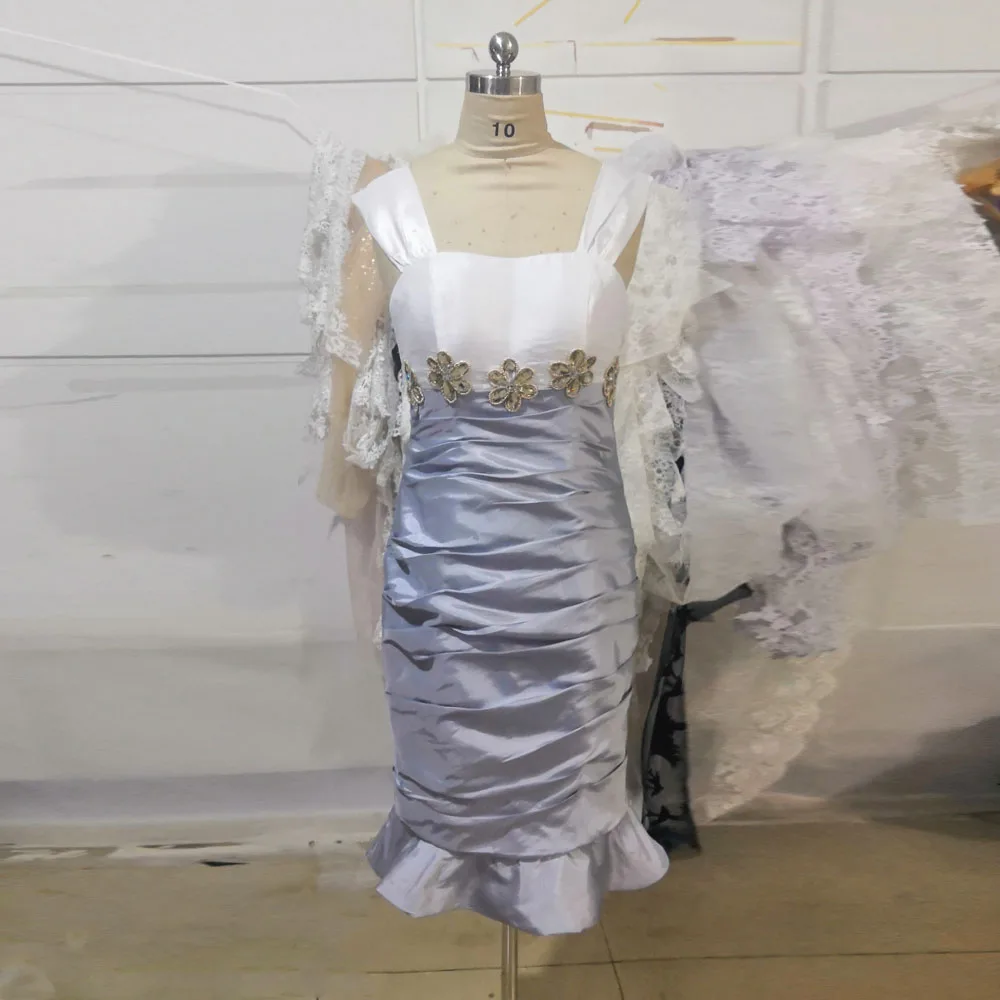 На заказ Vestido De Madrinha бесплатно болеро серебро бисероплетение длина до колена