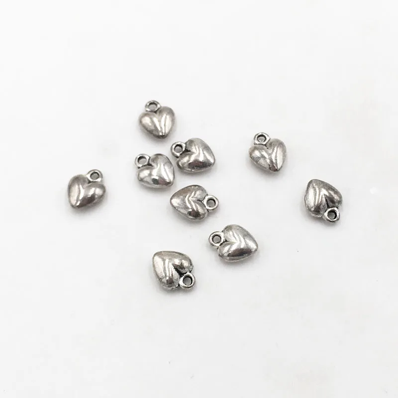 LEENAHAR-10pcs винтажная антикварная серебряная металлическая подвеска в форме сердца