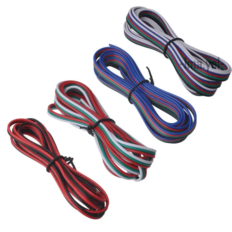 20 м/5 м/10 м 2pin провод 3pin 4Pin 5pin удлинитель провода 22 awg RGB + белый Соединительный