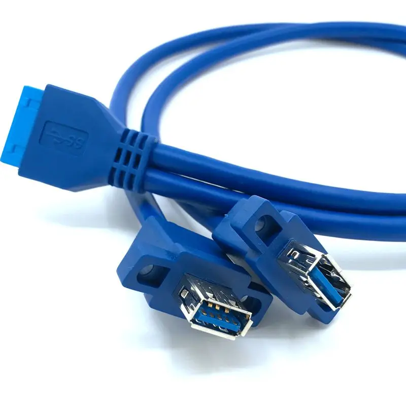 (100 шт./лот) двойной порт USB 3 0 Женский Винт крепление панель тип к материнской