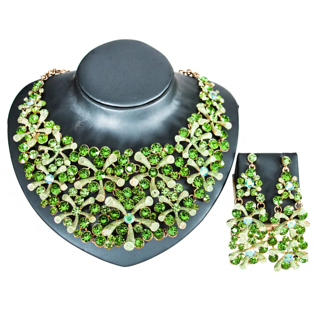LAN PALACE новинка 2019 ожерелье и серьги с цветком из стеклянного камня Свадебные