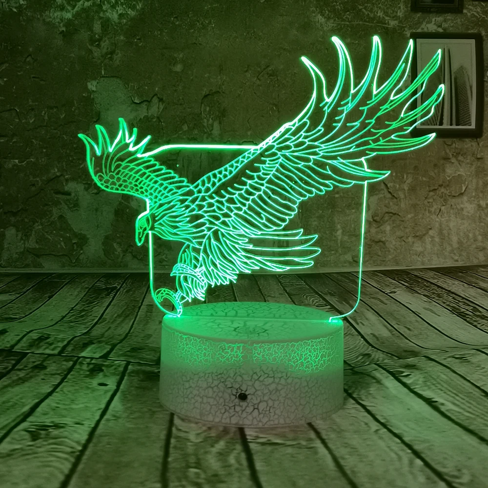 Прямая поставка милый Орел LED RGB USB 7 цветов 3D ночник Иллюзия градиент детская