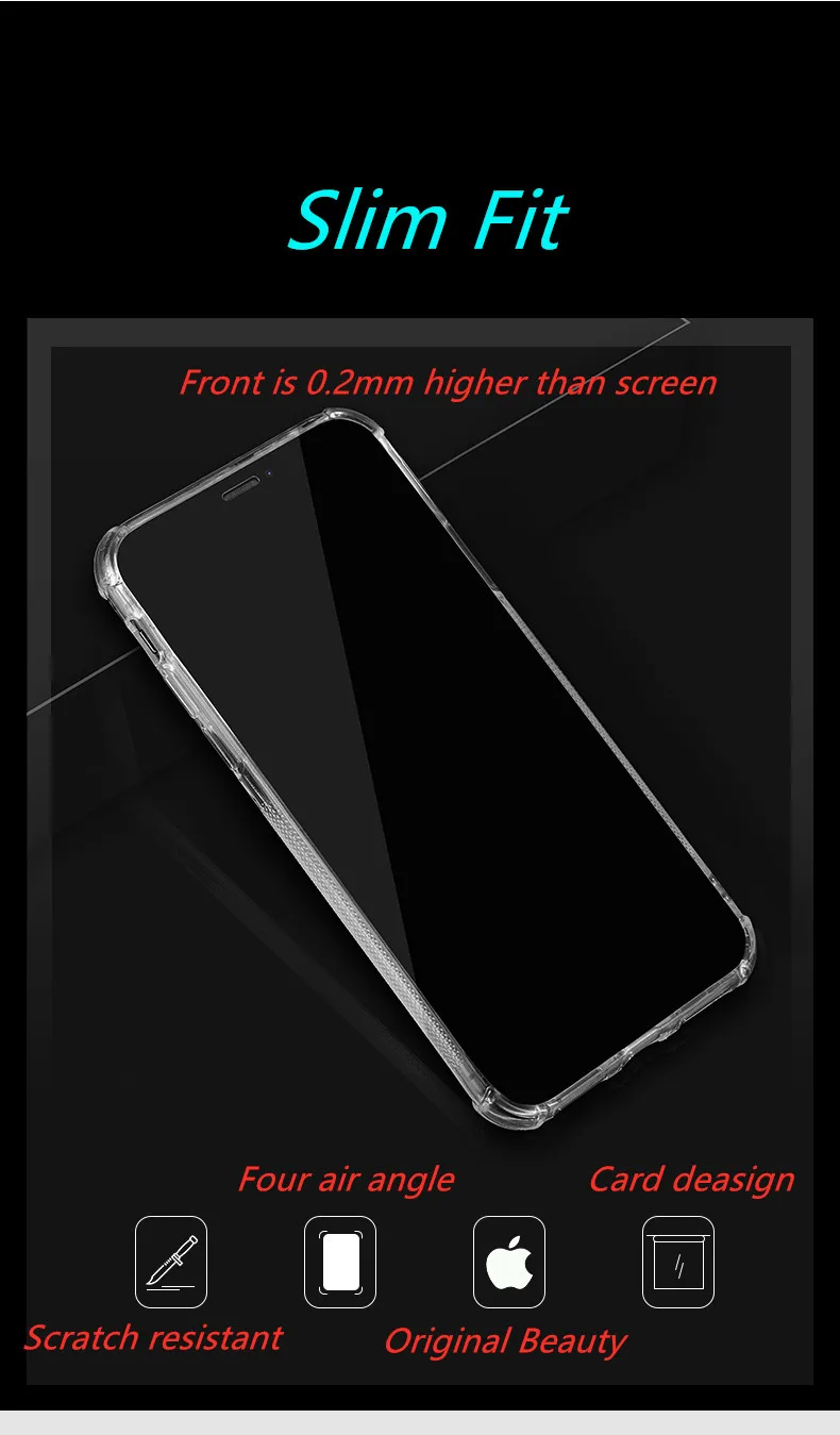 Прозрачный чехол для телефона из ТПУ с отделением кредитных карт iPhone X XR XS Max 5 6 6P 7P