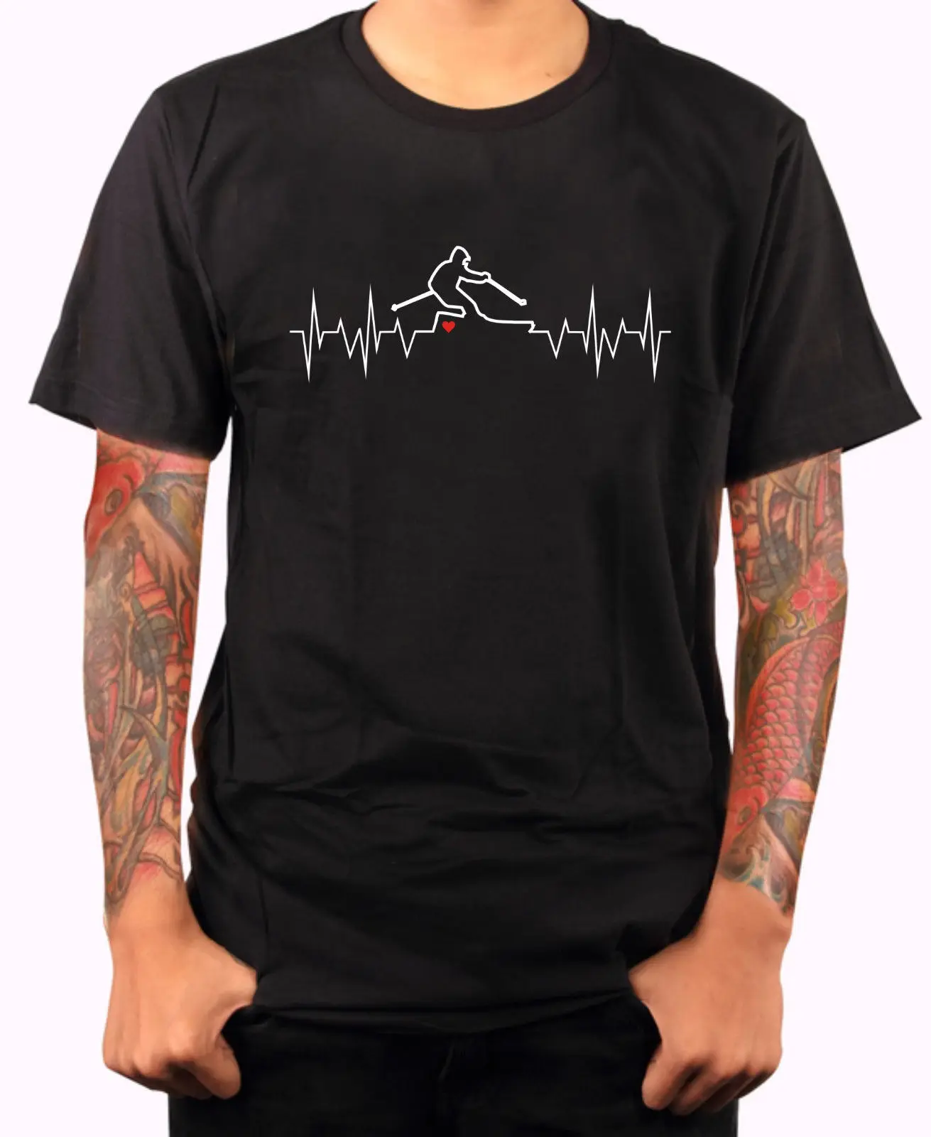 

Hot Sell 2019 Fashion Skier Premium T-SHIRT Skiier Shirt Heart I Love Skier Poles Tour Race T Shirts Short Sleeve