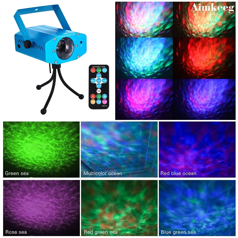 7 цветов волна воды узор лампа дискотека этап освещения звуковая активация 10 W СИД DJ лампа автоматический лазерный проектор с контроллером от AliExpress WW