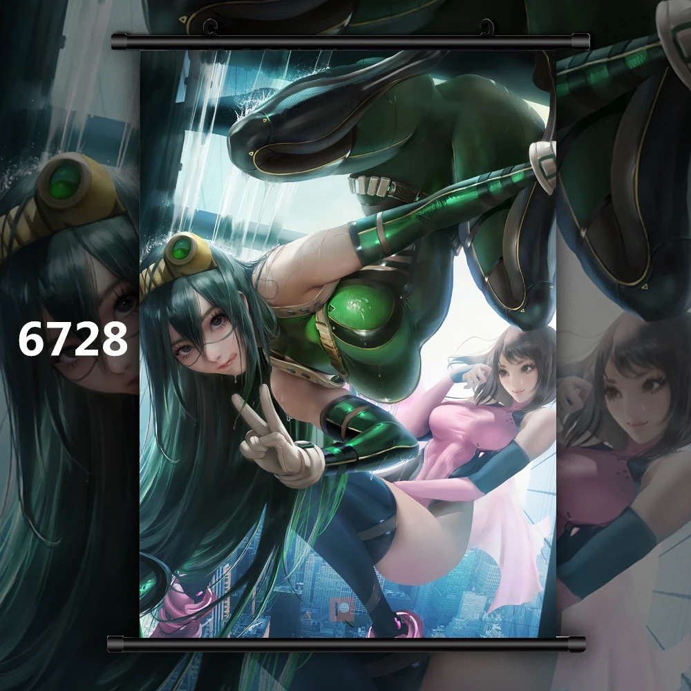 6728 Boku no My Hero Academy Asui Tsuyu Аниме Манга настенный плакат свиток B - Цвет: 6728