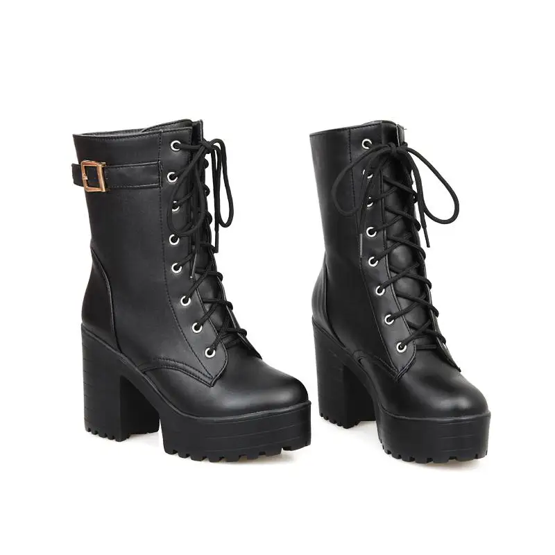 MORAZORA/мотоботы из мягкой искусственной кожи с круглым носком ботильоны для женщин