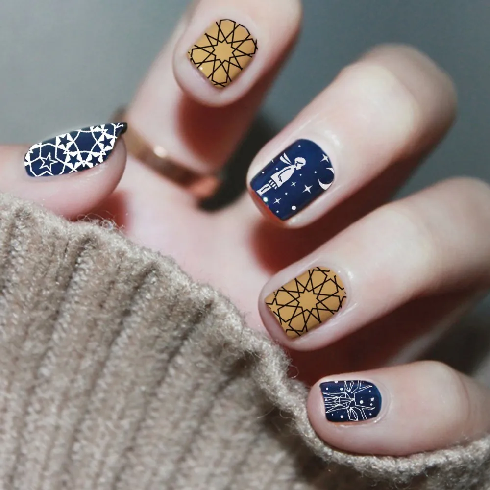 BeautyBigBang круглая Звезда Луна дизайн штамповка для ногтей звездное небо Шаблон