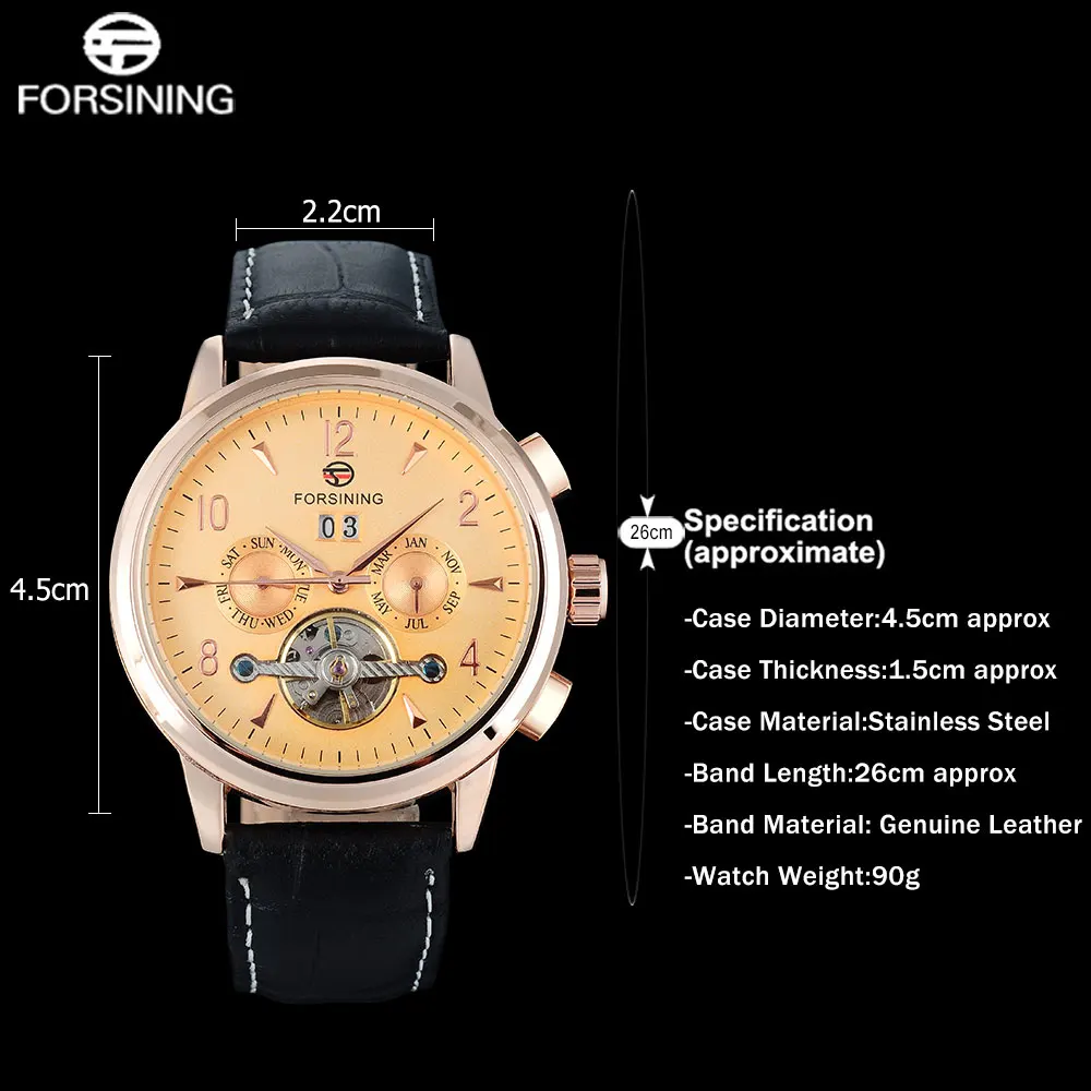 FORSINING классические модные мужские часы Tourbillion из натуральной кожи Топ бренд