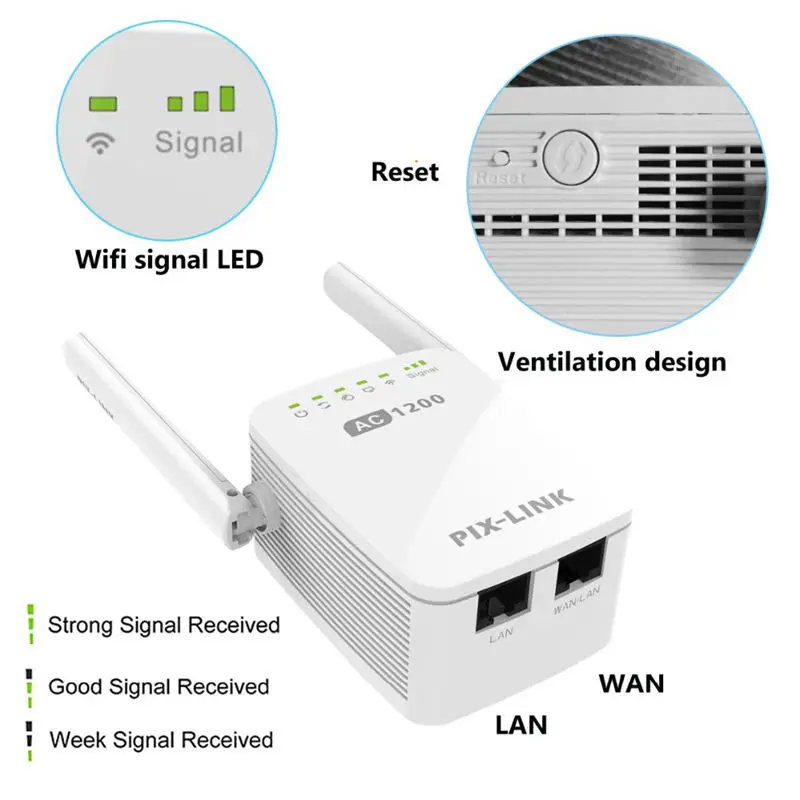 Фото PIX-LINK Lv-Ac12 Ac1200M ретранслятор/маршрутизатор/точка доступа беспроводной Wi-Fi с PIX-LINK Lv-Ac12 Ac1200M ретранслятор/маршрутизатор/точка доступа беспроводной Wi-Fi с